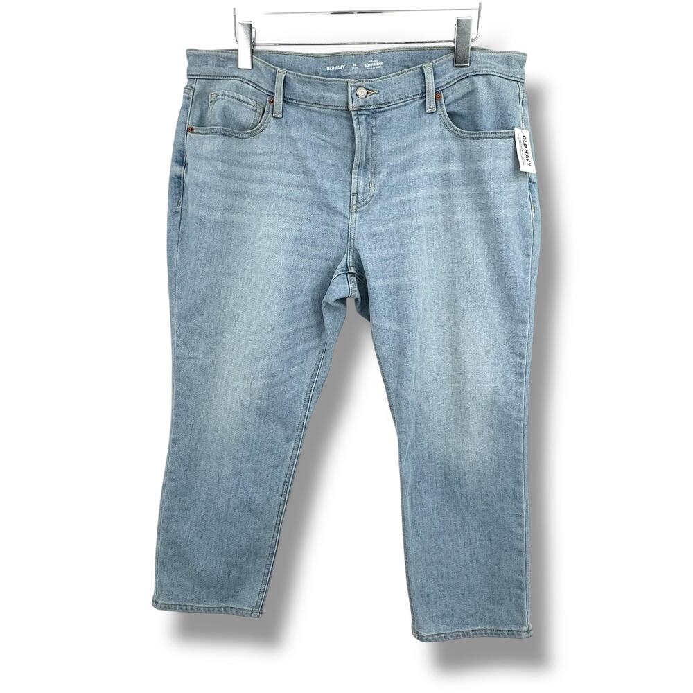 Old Navy Jeans 16P boyfriend brushback built in warm mid rise blue denim NEW